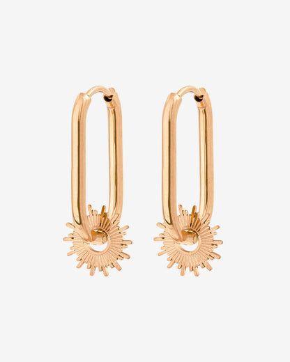 Sun Ray Oval Hoops Small Roségold