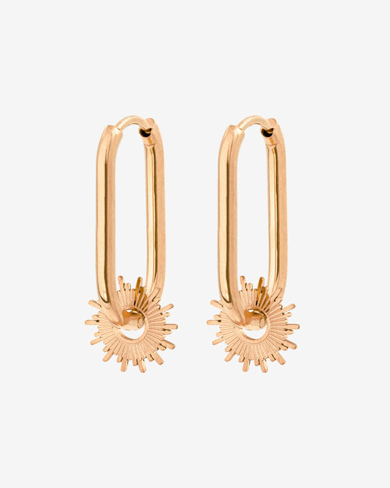 Sun Ray Oval Hoops Small Roségold