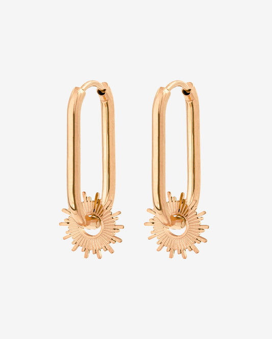Sun Ray Oval Hoops Small Roségold