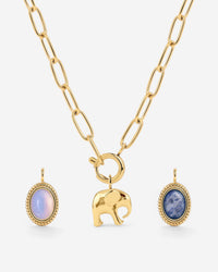 Oval Links Charm Necklace Set