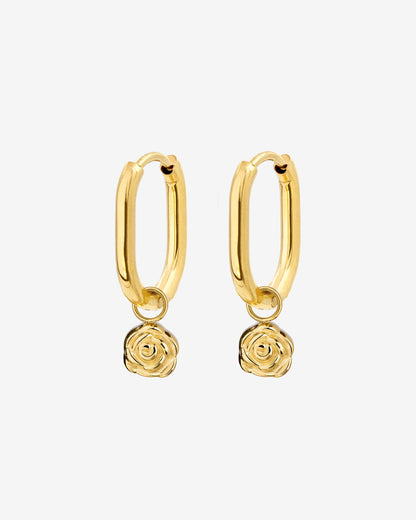Rose Oval Hoop Set Baby Gold