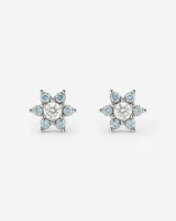 Sparkling Blue Petal Studs Silber