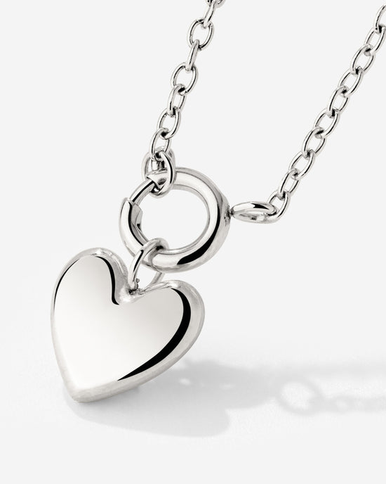 Lovely Heart Classic Chain Necklace Set Silber