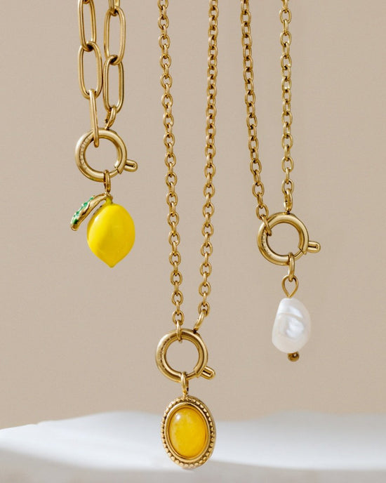 Lemony Oval Links Necklace Set Silber