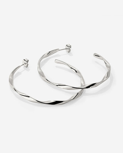 Sahira Hoop Studs Large Silber