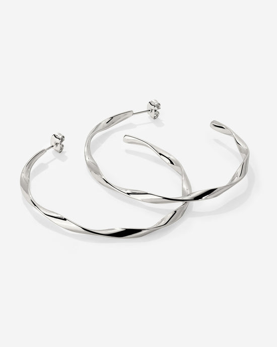 Sahira Hoop Studs Large Silber