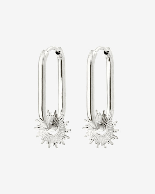 Sun Ray Oval Hoops Small Silber