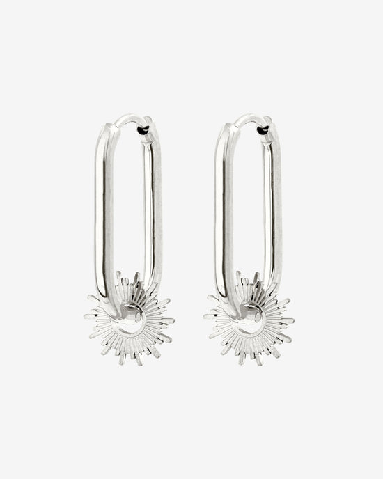 Sun Ray Oval Hoops Small Silber
