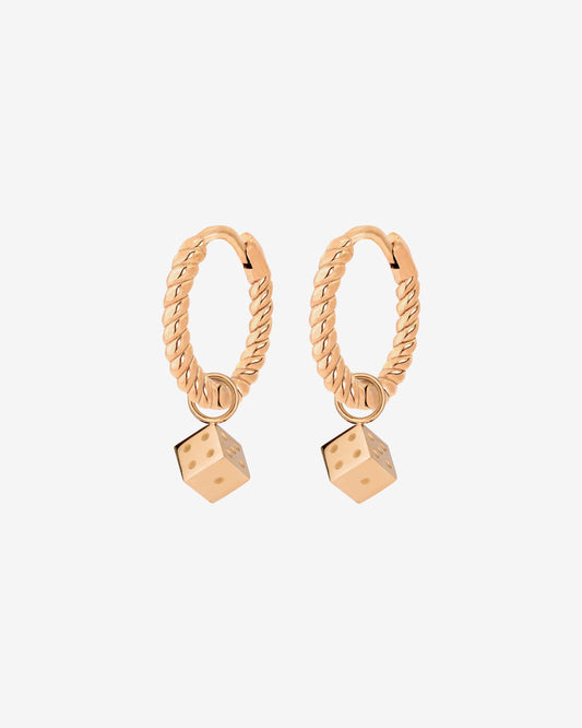 Lucky Dice Twisted Hoop Set Baby Roségold
