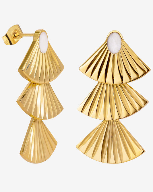 Triple Fan Studs Gold