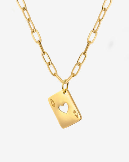 Heart Ace Necklace Gold