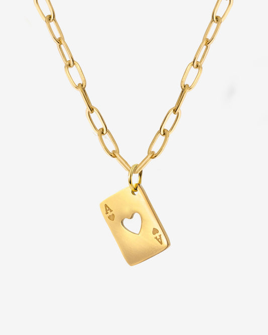 Heart Ace Necklace Gold