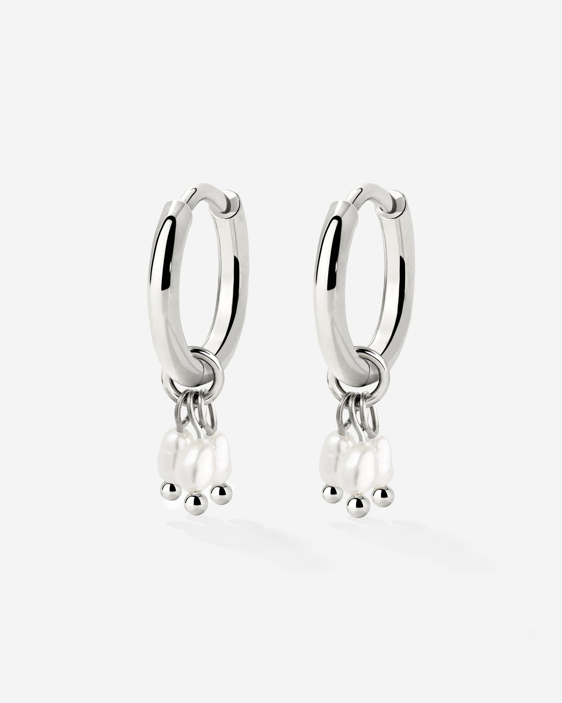 Tres Perlas Hoop Set Silber