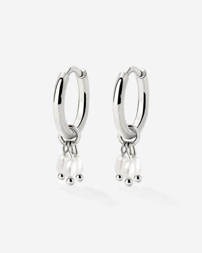 Tres Perlas Hoop Set Silber