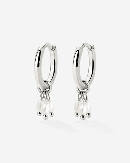 Tres Perlas Hoop Set Silber