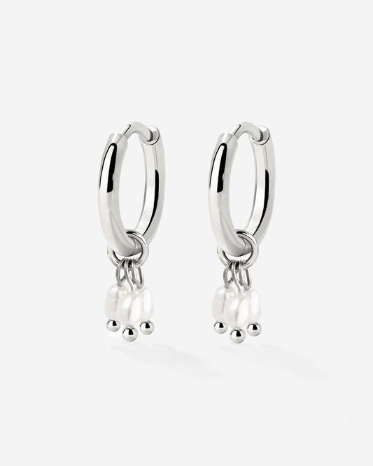 Tres Perlas Hoop Set Silber