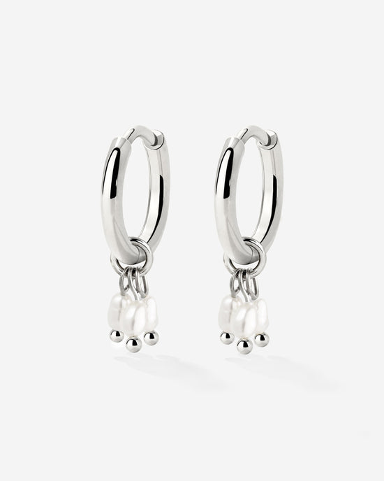 Tres Perlas Hoop Set Silber