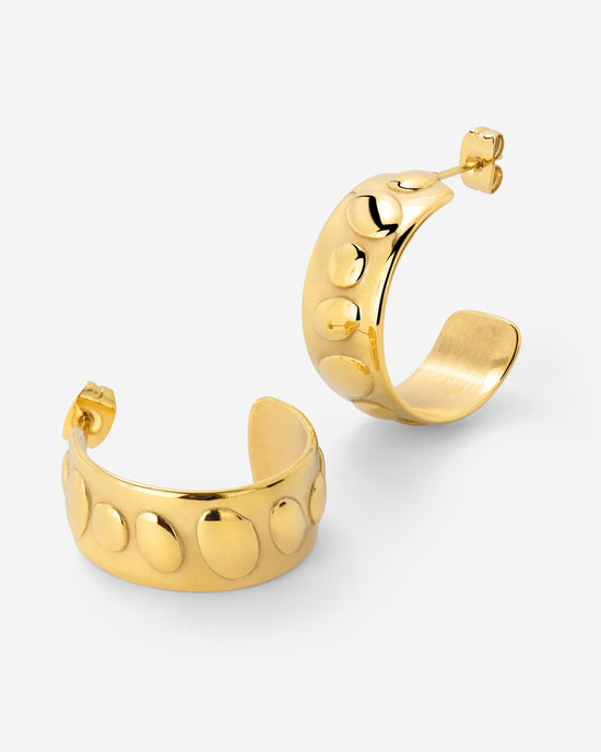 Boho Beads Hoop Studs Gold