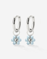 Forever Blue Daisy Hoop Set Small Silber