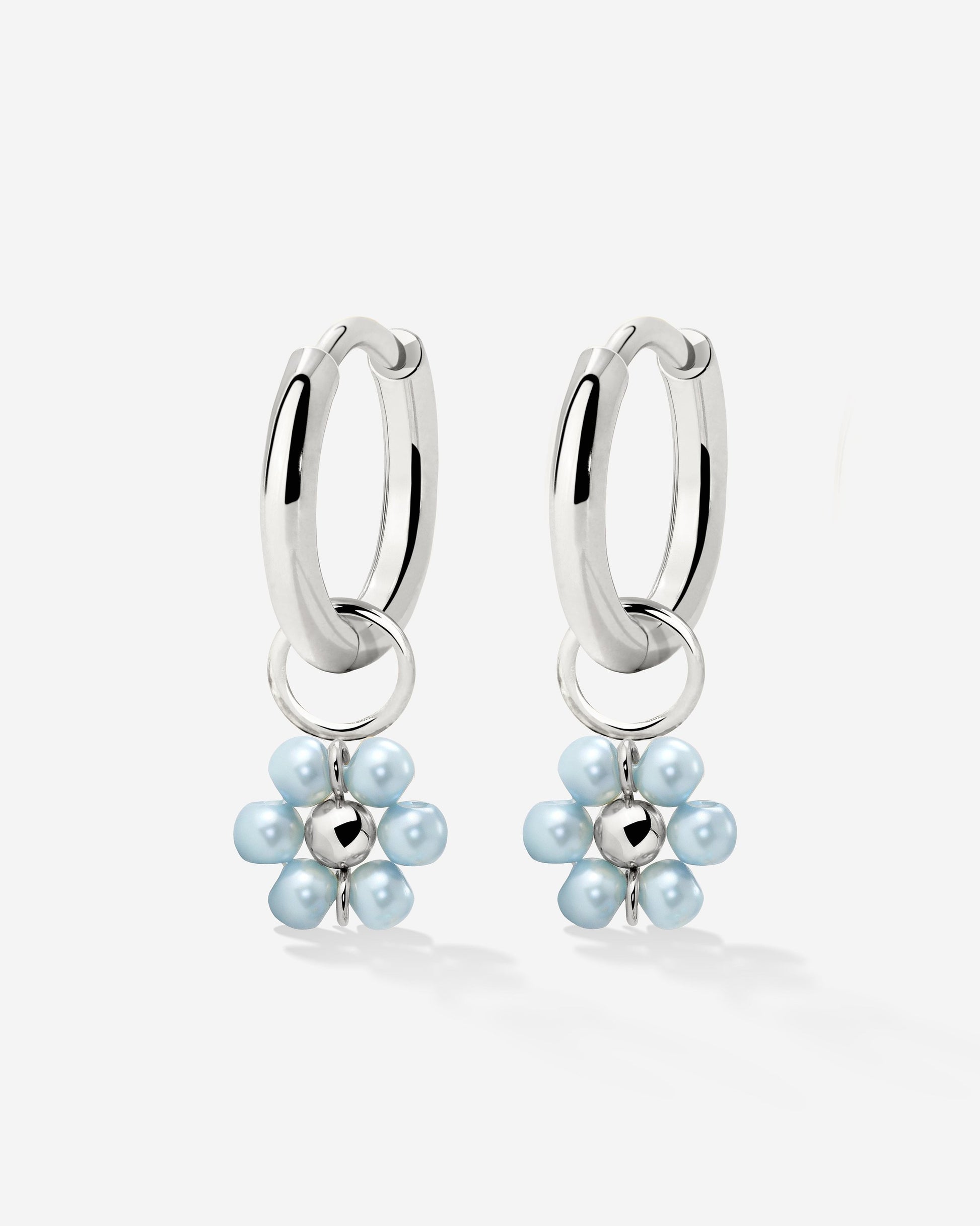Forever Blue Daisy Hoop Set Small Silber