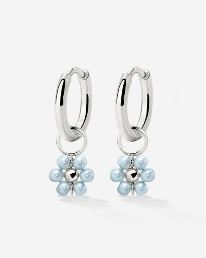 Forever Blue Daisy Hoop Set Small Silber