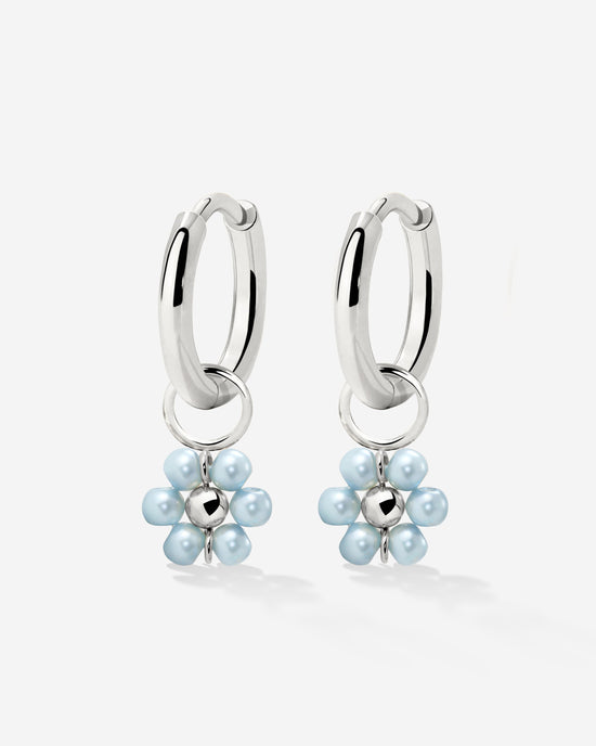 Forever Blue Daisy Hoop Set Small Silber