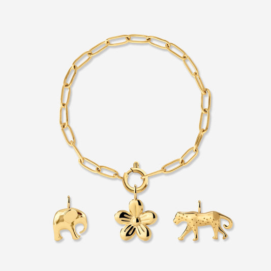 Oval Links Charm Bracelet Set