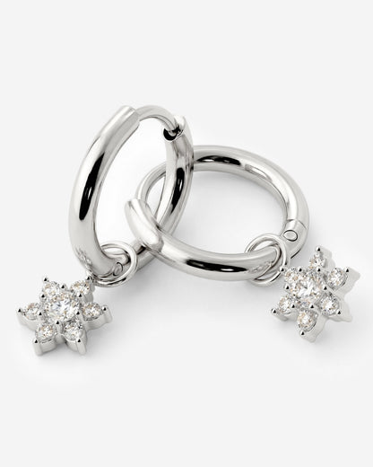 White Petal Hoop Set Small Silber