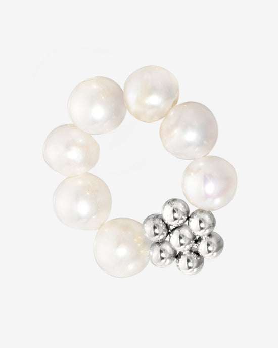 Chunky Flora Pearl Hoop Set Medium Silber