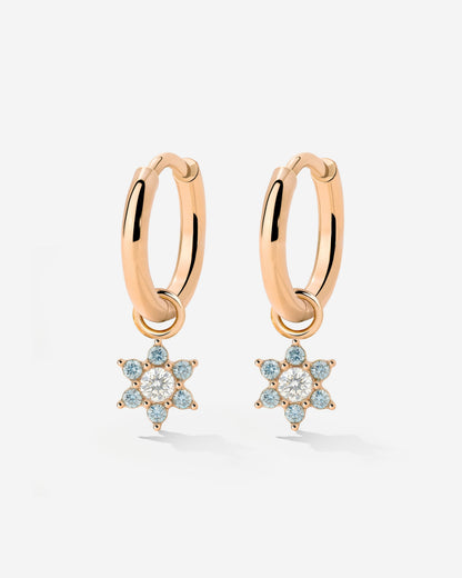 Blue Petal Hoop Set Small Roségold