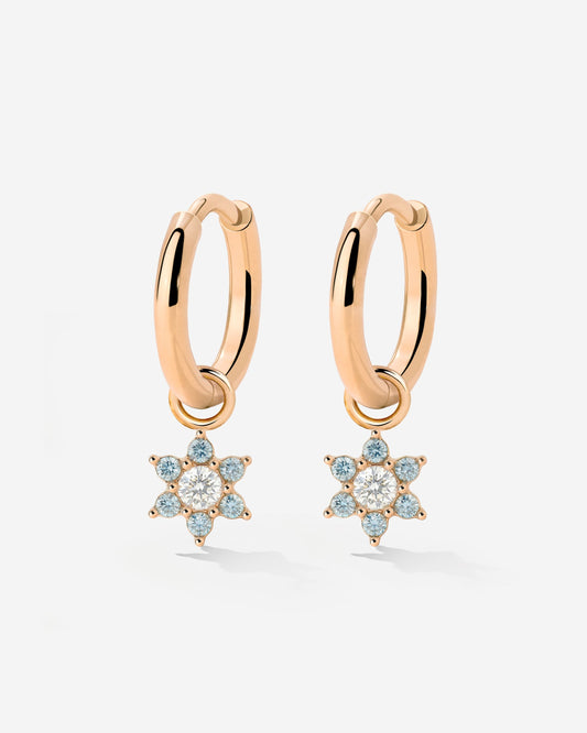 Blue Petal Hoop Set Small Roségold