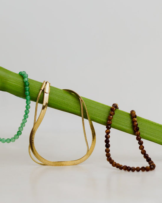Tiger's Eye Bead Bracelet Gold
