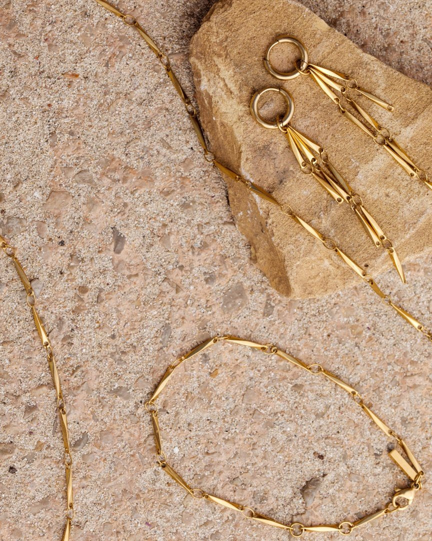 Curved Links Bracelet Roségold