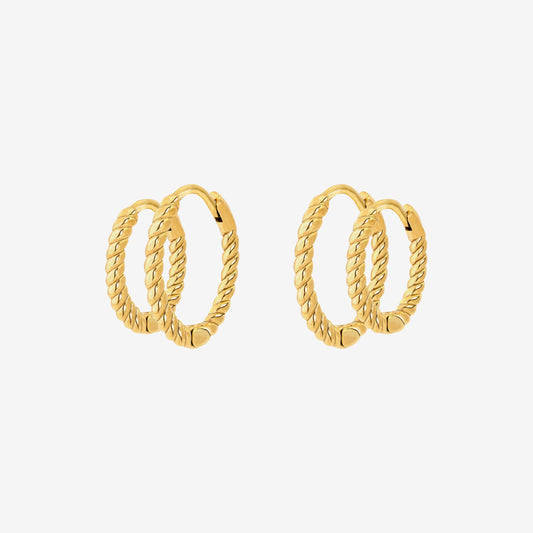 Twisted Hoop Bundle Small Gold