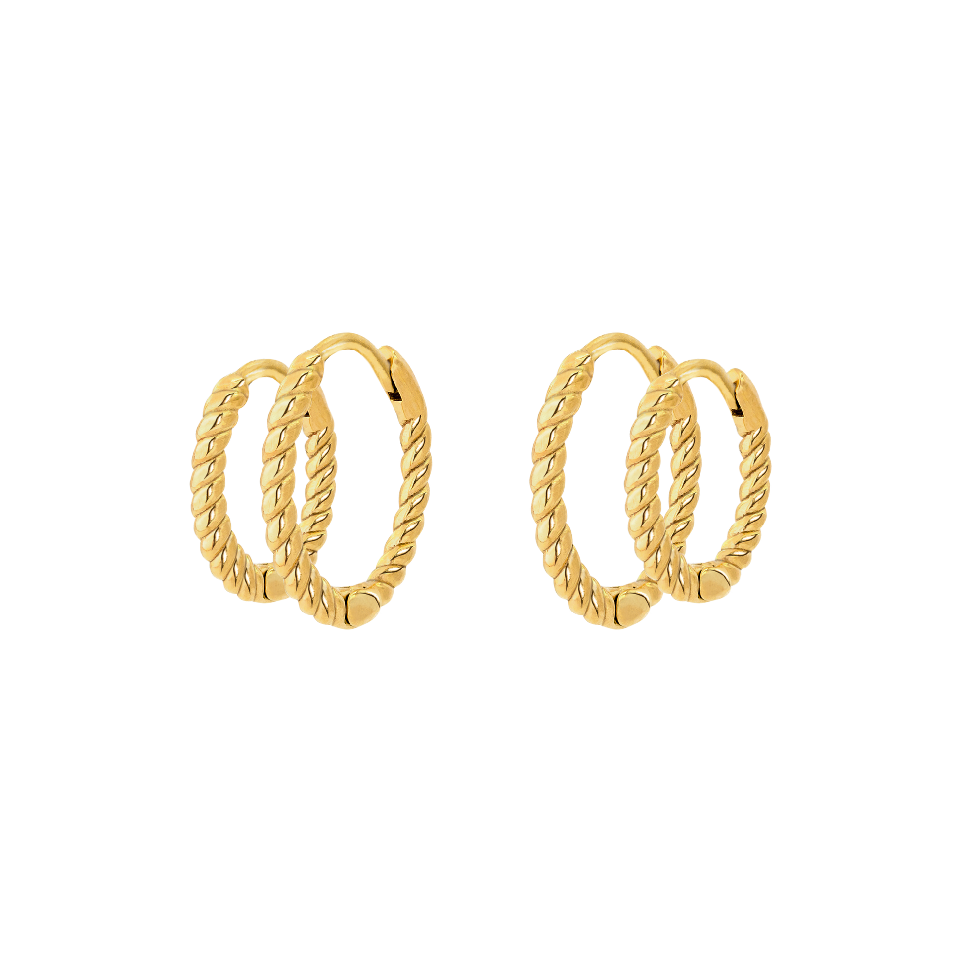Twisted Hoop Bundle Small Gold