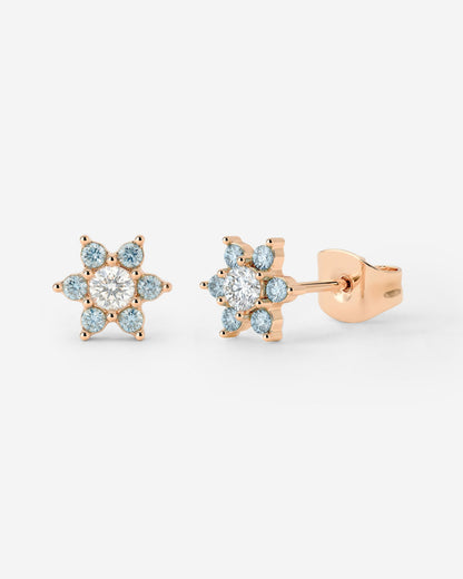 Sparkling Blue Petal Studs Roségold