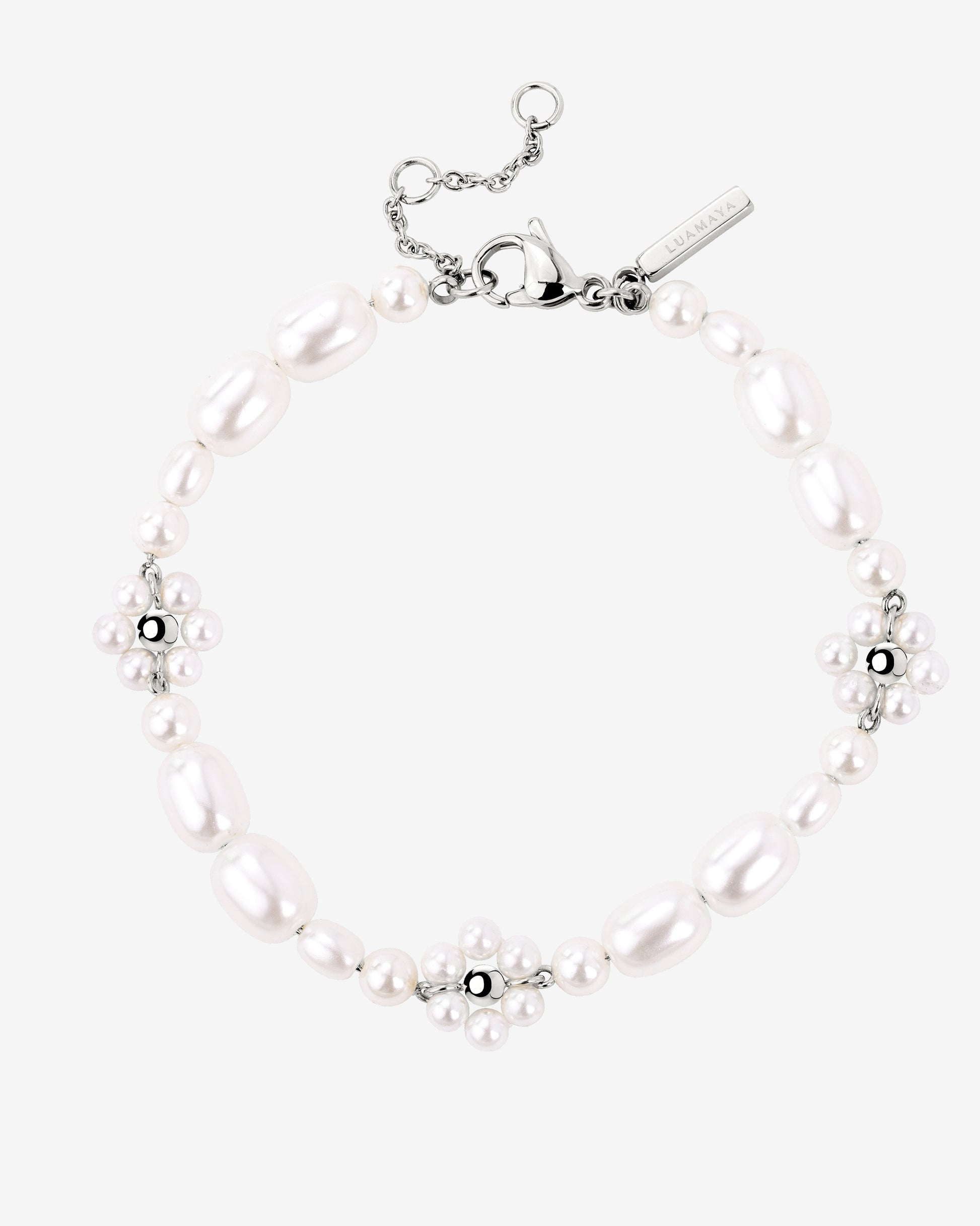 Flowery Pearls Bracelet Silber