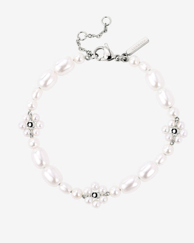 Flowery Pearls Bracelet Silber