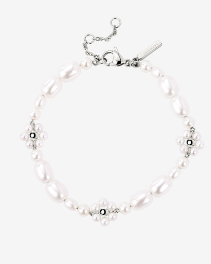 Flowery Pearls Bracelet Silber