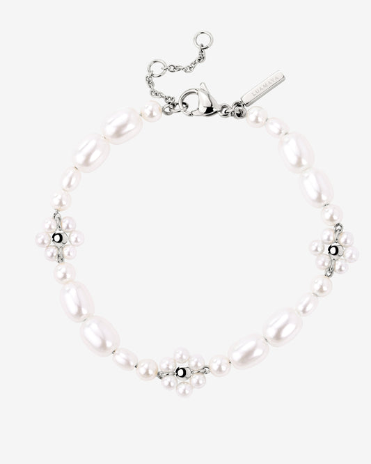 Flowery Pearls Bracelet Silber