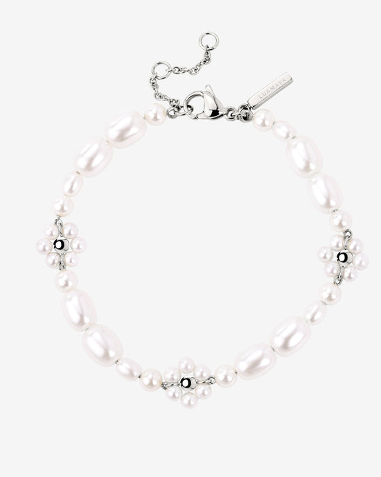 Flowery Pearls Bracelet Silber