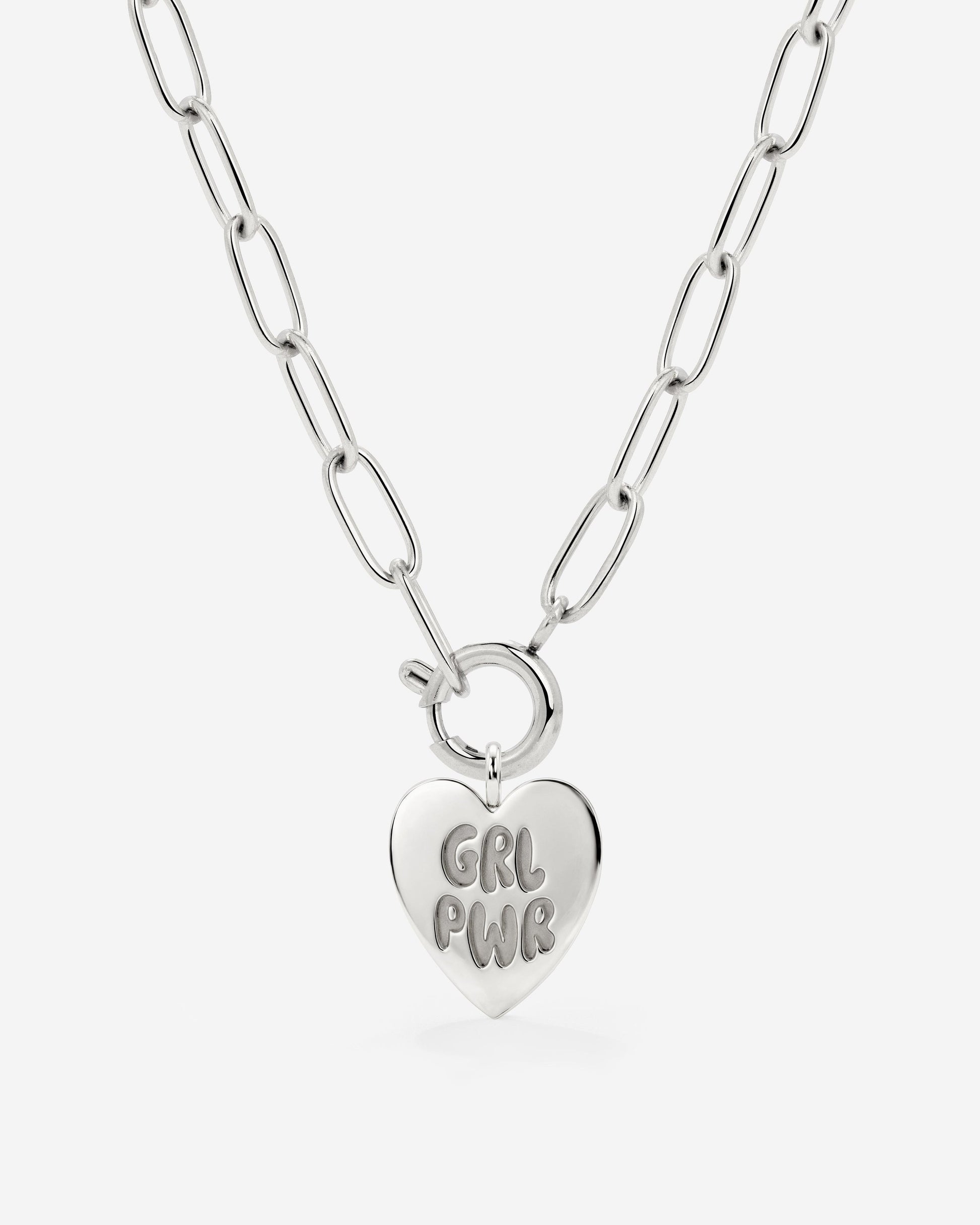 Girl Power Oval Links Necklace Set Silber