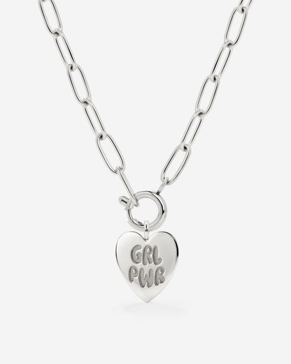 Girl Power Oval Links Necklace Set Silber