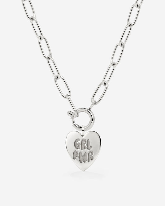 Girl Power Oval Links Necklace Set Silber