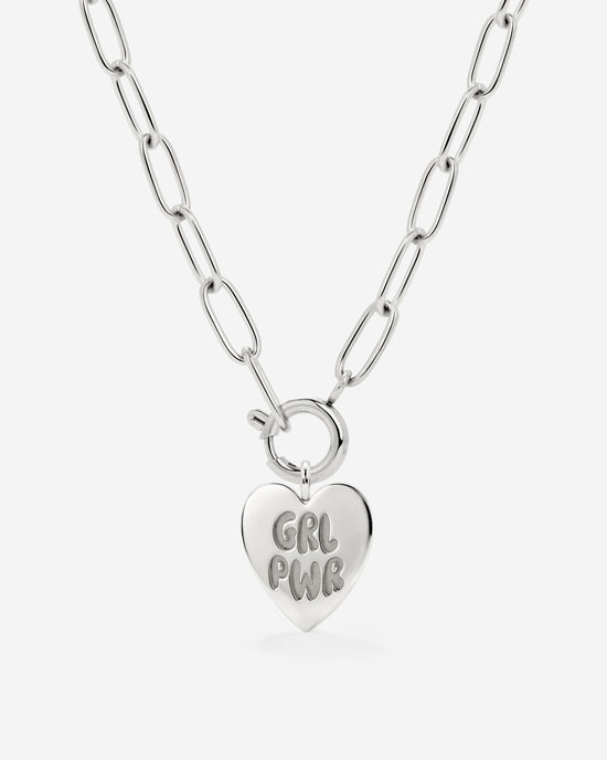 Girl Power Oval Links Necklace Set Silber