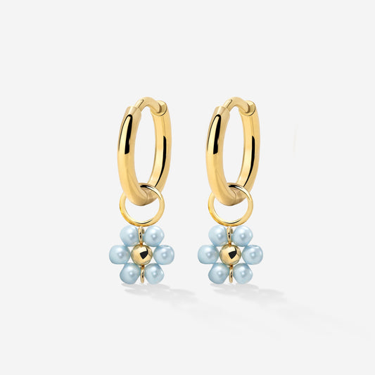 Forever Blue Daisy Hoop Set Small Gold