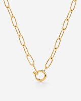 Oval Links Charm Necklace Gold