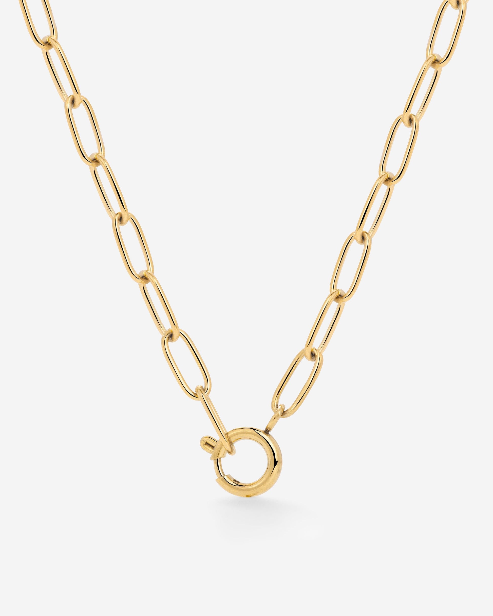 Oval Links Charm Necklace Gold