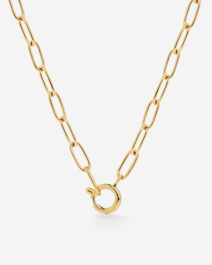 Oval Links Charm Necklace Gold