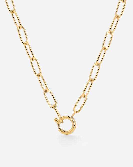 Oval Links Charm Necklace Gold